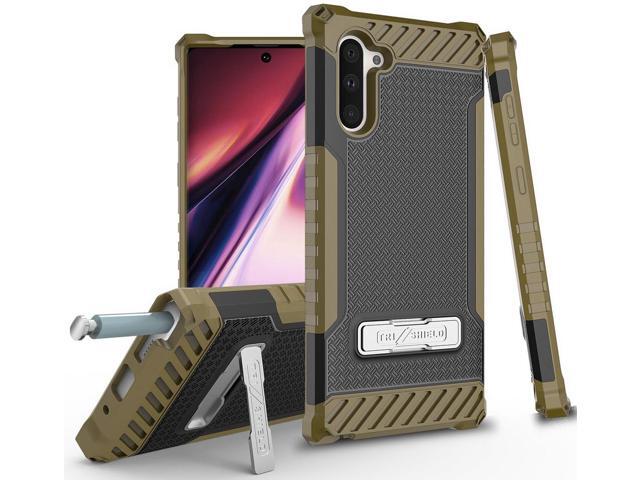 Brown Rugged Tri-Shield Case Cover Kickstand Strap for Samsung Galaxy Note 10