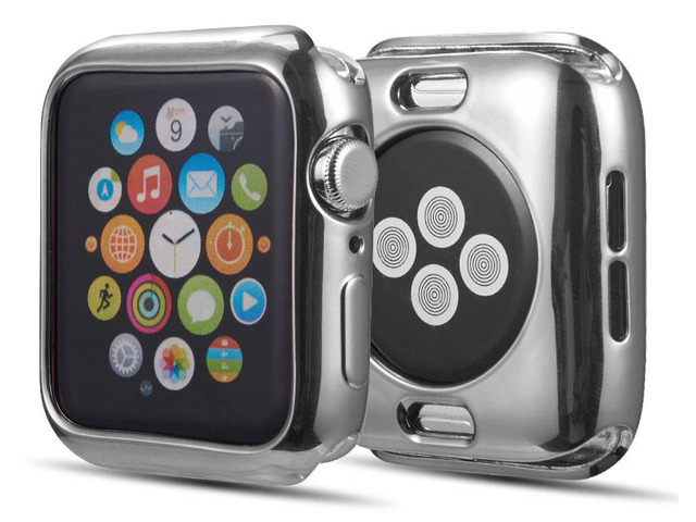 Metallic Silver Electro Finish Case Flex Cover for Apple Watch Series 4, 40mm