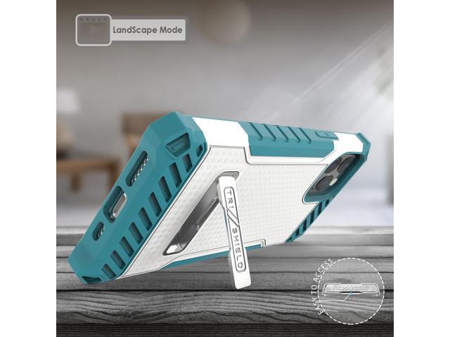 White Turquoise Rugged Case Kickstand Cover Lanyard Strap for iPhone 11 Pro