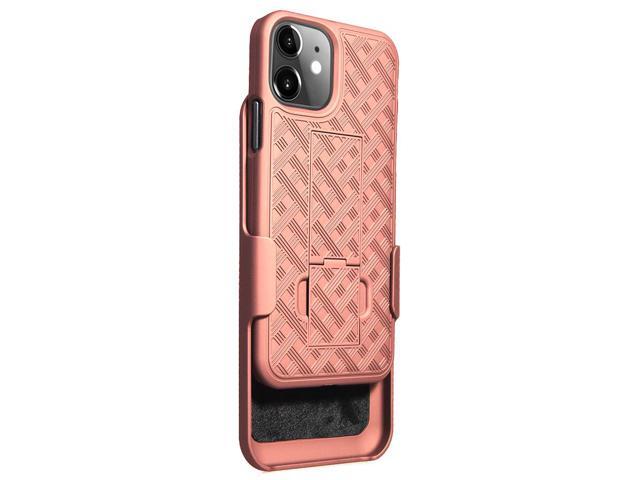 Rose Gold Pink Case Cover Belt Clip Holster Tempered Glass for Apple iPhone 11