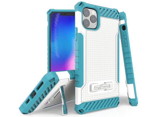 White Turquoise Rugged Case Kickstand Cover Lanyard Strap for iPhone 11 Pro