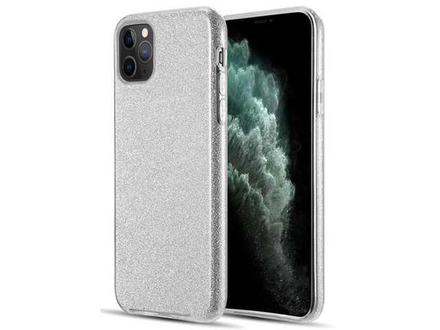 Silver Hybrid Sparkling Glitter Flex Skin Case Cover for Apple iPhone 11 Pro