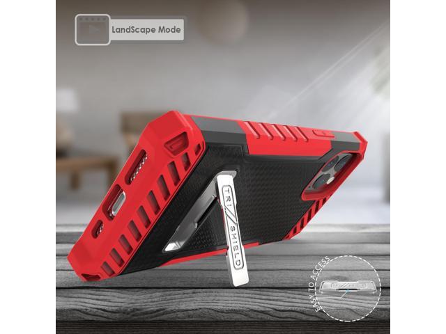 Red Rugged Tri-Shield Case Cover Stand Wrist Strap Lanyard for iPhone 11 Pro Max
