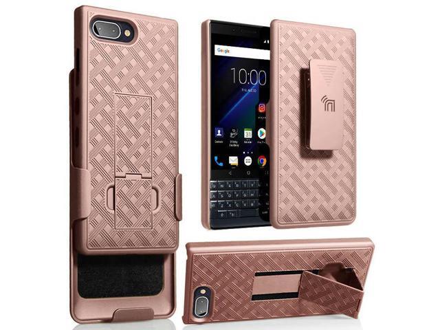 Rose Gold Pink Case Kickstand Cover Belt Clip Holster for BlackBerry Key2 LE