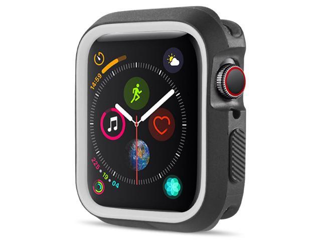 Black/White TPU Case Flexible Rubber Trim Cover for Apple Watch (Series 4, 40mm)