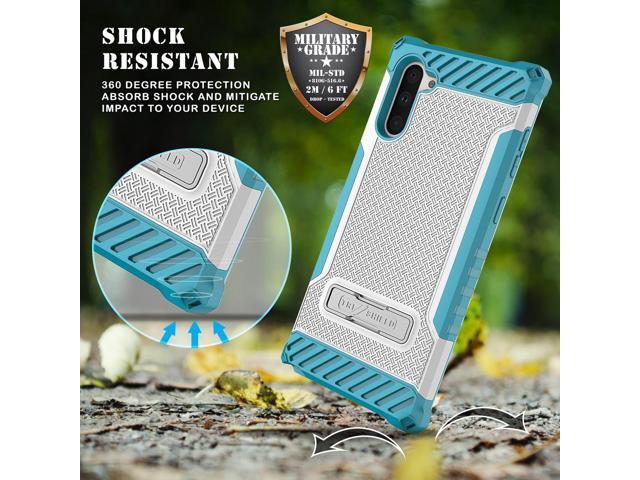 White Turquoise Rugged Case Cover Kickstand Lanyard for Samsung Galaxy Note 10
