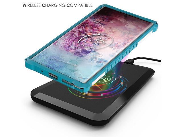 White Turquoise Rugged Case Cover Kickstand + Lanyard for Galaxy Note 10 Plus