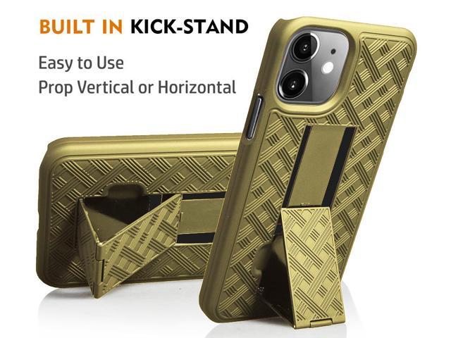 Gold Kickstand Case Cover + Belt Clip Holster Tempered Glass for Apple iPhone 11