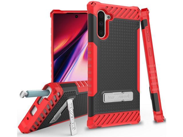 Red Rugged Tri-Shield Case Cover Stand Wrist Strap for Samsung Galaxy Note 10