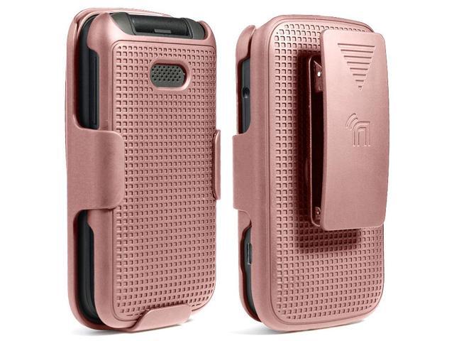 Rose Gold Pink Case Cover and Belt Clip Holster for Alcatel Smartflip, Go Flip 3