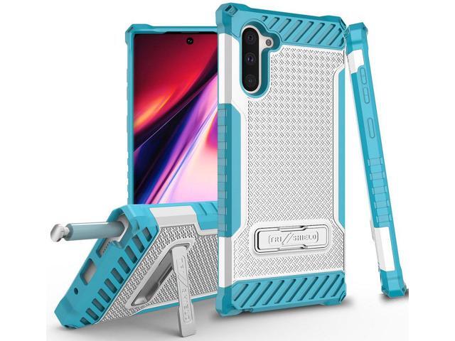 White Turquoise Rugged Case Cover Kickstand Lanyard for Samsung Galaxy Note 10