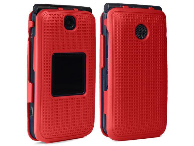 Red Grid Case Slim Cover for Alcatel Go Flip V, MyFlip, QuickFlip
