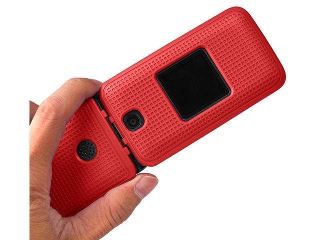 Red Grid Case Slim Cover for Alcatel Go Flip V, MyFlip, QuickFlip