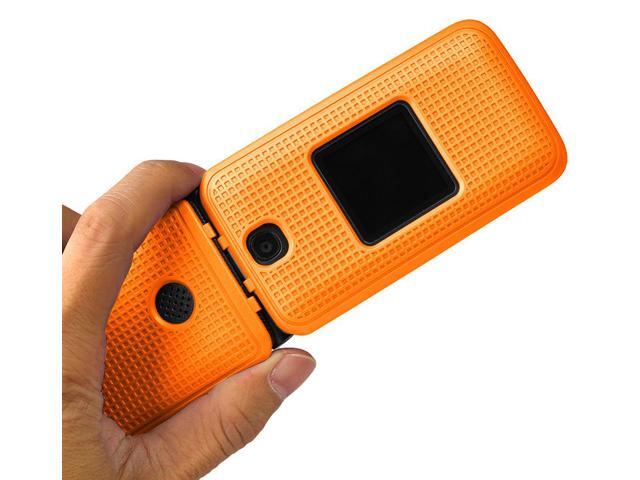 Bright Orange Grid Case Cover for Alcatel Go Flip V, MyFlip, QuickFlip