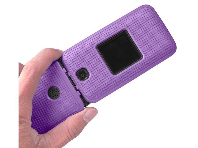 Purple Grid Case Slim Cover for Alcatel Go Flip V, MyFlip, QuickFlip