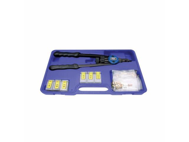 Astro Pneumatic, 1442, 13' Nut/Thread Setting Hand Riveter Kit W/ 3 pc Metric and 3pc SAE and10 Pcs. Each 10-24, 1/4-20,