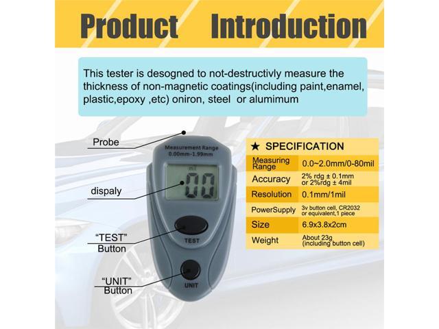 EM2271 Mini Digital Coating Thickness Gauge Painting Thickness Tester Meter Iron Base Magnetic Zinc Coating Paint with Calibration Sheet