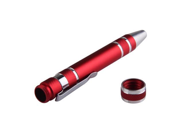 Portable Screwdriver Set 8 in 1 Aluminum Multi-Tool Phone Screw Driver Pen Set Tools Precision Phone Repair Tool Kit - Red