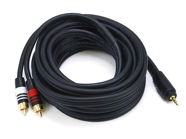 Monoprice 105600 15-Feet Premium Stereo Male to 2RCA Male 22AWG Cable - Black