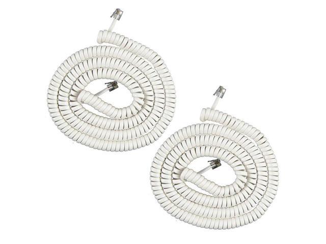 iMBAPrice (Pack of 2) 3 to 25 Feet Long White Color Coiled Telephone Phone Handset Cable Cord