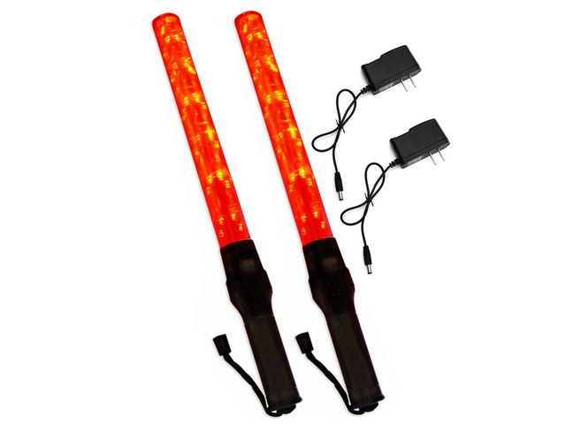 iMBAPrice (2-Pack) 21' Long Traffic Safety Rechargeable Flashing LED Light Control Wand Baton Flashlight with Blinking a