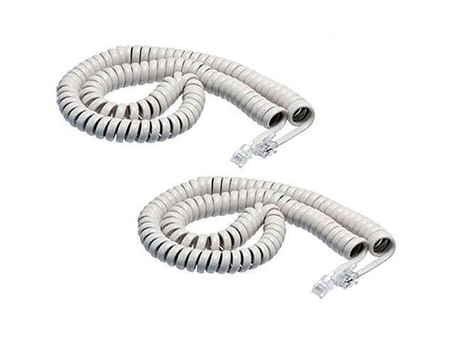 iMBAPrice (Pack of 2) White Coiled Telephone Phone Handset Cable Cord, Coiled Length 3 to 12 feet Uncoiled (Value Pack)