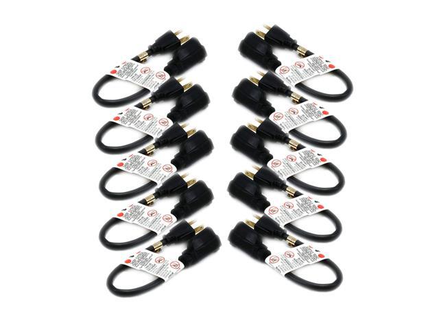 18 AWG Outlet Saver Power Extension Cord - 1 Feet - 10 PACK