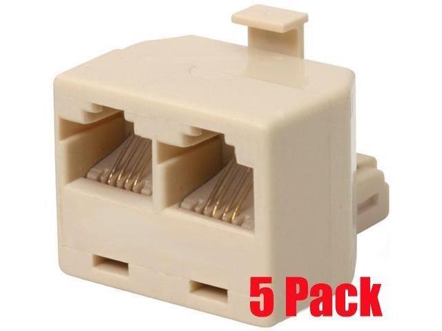 iMBAPrice (Pack of 5) RJ11 Phone Splitter - Male/Female Modular 4C Straight T-Adapter
