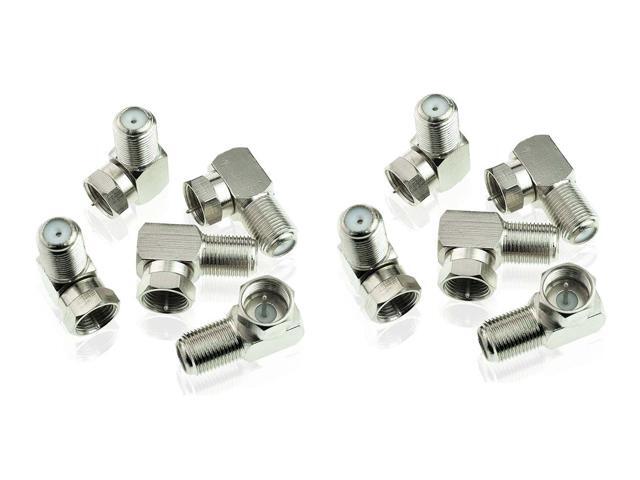 iMBAPrice (Pack of 10) F-Type Right Angle Coaxial Adapter - 90° Female to Male (L-Adaptor)