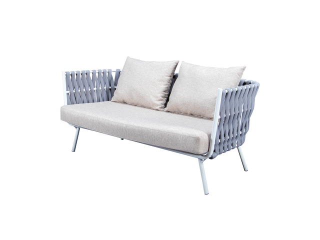 LeisureMod Spencer Modern Outdoor Rope Weave Loveseat With Cushions