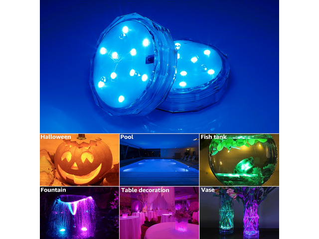 TORCHSTAR Waterproof Submersible LED Light, Remote Controlled Battery Operated Wireless Color Changing Underwater Light, for Pond, Pool, Fountain,...