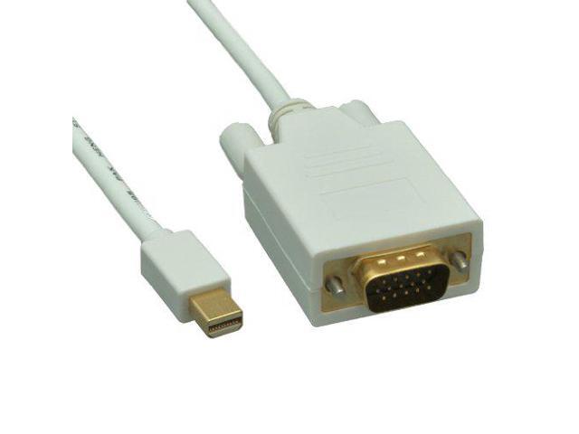 Mini DisplayPort to VGA Monitor Cable, Thunderbolt to VGA Cable, Mini DisplayPort Male to VGA Male, White, VGA to Mini Displayport Cable, 6 feet,.