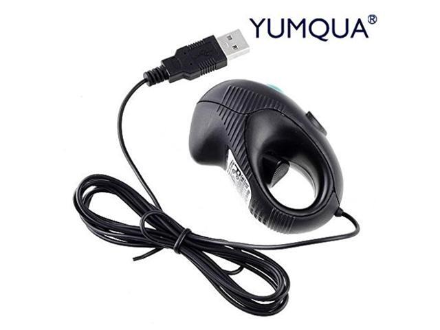 YUMQUA Y-01 Portable Mini Finger Hand Held 4D USB Wired Trackball Mouse for Laptop Mac Window Computer Fits Left and Right Handed Users -Black