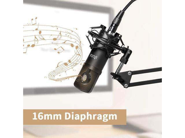 XLR Condenser Microphone, UHURU Professional Studio Cardioid Microphone Kit with Boom Arm, Shock Mount, Pop Filter, Windscreen and XLR Cable, for...