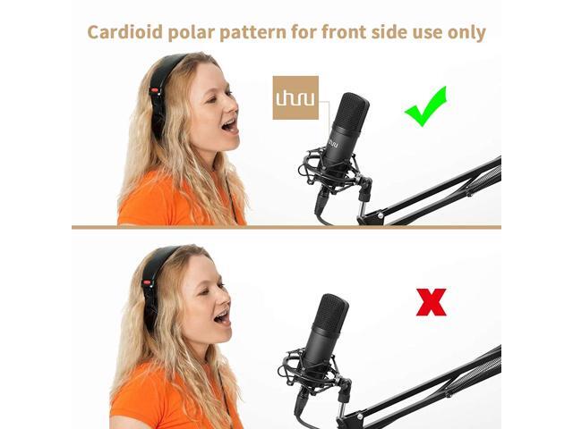 XLR Condenser Microphone, UHURU Professional Studio Cardioid Microphone Kit with Boom Arm, Shock Mount, Pop Filter, Windscreen and XLR Cable, for...