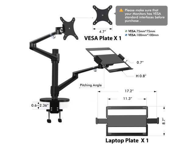 viozon Monitor and Laptop Mount, 2-in-1 Adjustable Dual Arm Desk Mounts,Single Desk Arm Stand/Holder for 17 to 32 Inch LCD Computer Screens, Extra...