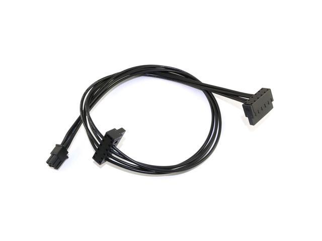 RuiLing 2pcs Black Motherboard ATX Mini 4 Pin to 2X Right-Angle 15 Pin SATA Hard Drive HDD Power Supply Adapter Cable 18AWG 19.7 Inch for Lenovo