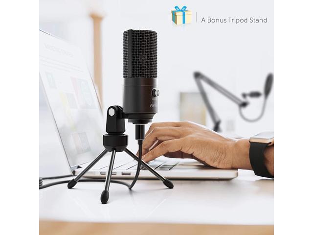 FIFINE Studio Condenser USB Microphone Computer PC Microphone Kit with Adjustable Scissor Arm Stand Shock Mount for Instruments Voice Overs...