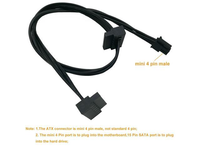 COMeap (2-Pack) Motherboard ATX Mini 4 Pin to 2X Right-Angle SATA Hard Drive HDD Power Supply Adapter Cable for Lenovo 18-inch(46cm)