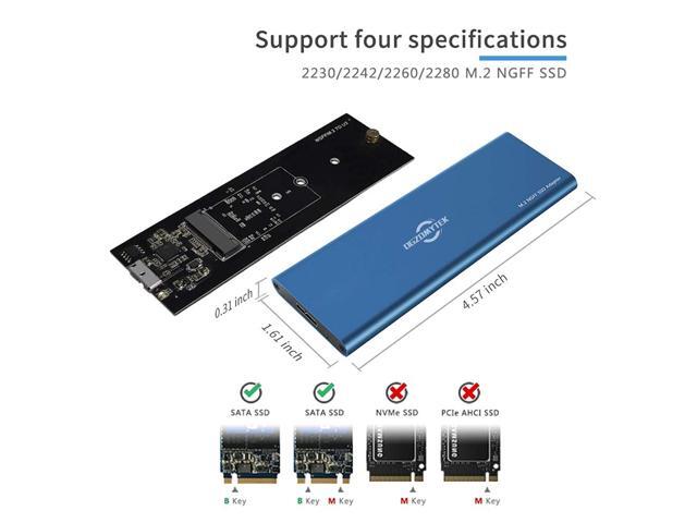DGZOMYTEK M.2 SATA SSD to USB 3.0 External SSD Reader Converter Adapter Enclosure with UASP, Support NGFF M.2 2280 2260 2242 2230 SSD with Key...