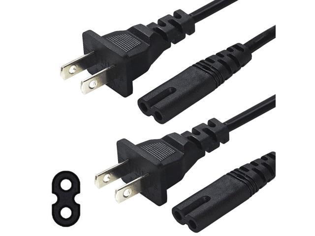 AC Power Cord, Onite 2pcs 10ft 2-Prong US-Standard Non-Polarized Wall Plug Extended Cable for LED LCD TV, Monitor, Printer, Laptop, Appliances. photo