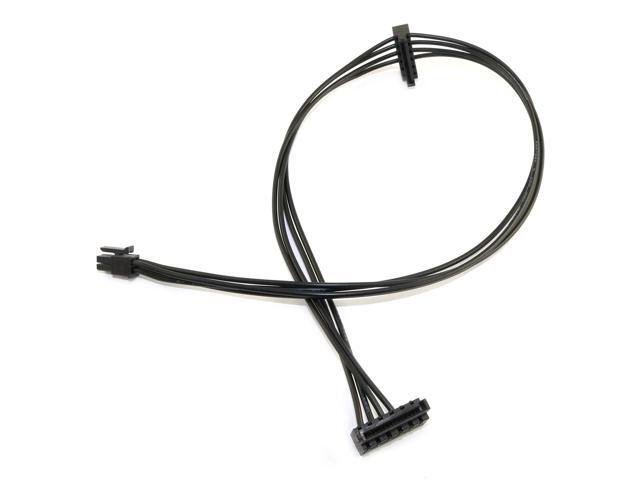 RuiLing 2pcs Black Motherboard ATX Mini 4 Pin to 2X Right-Angle 15 Pin SATA Hard Drive HDD Power Supply Adapter Cable 18AWG 19.7 Inch for Lenovo