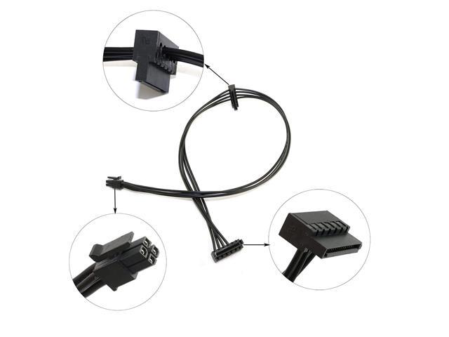 RuiLing 2pcs Black Motherboard ATX Mini 4 Pin to 2X Right-Angle 15 Pin SATA Hard Drive HDD Power Supply Adapter Cable 18AWG 19.7 Inch for Lenovo