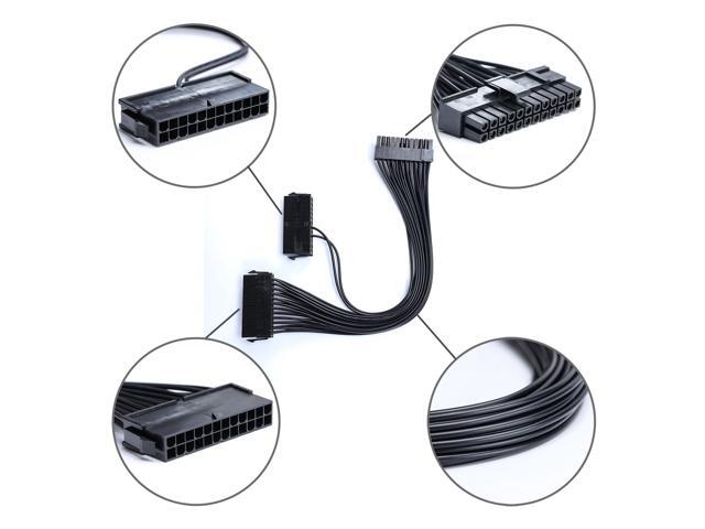 Wonderful Direct Dual PSU Cable,Dual Power Supply 24Pin ATX Motherboard Mainboard Adapter 24PIN Connector Cable Mining Extension Cable (1Pack Dual...