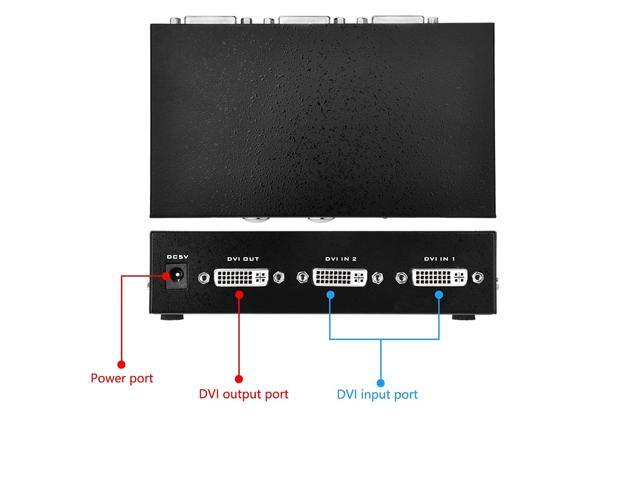 Iseebiz DVI Switch Box, 2 in 1 Out DVI Selector for PC Laptop DVR Projector HDTV DVI Port Devices, Support 1920x1440, 165Mhz Bandwidth