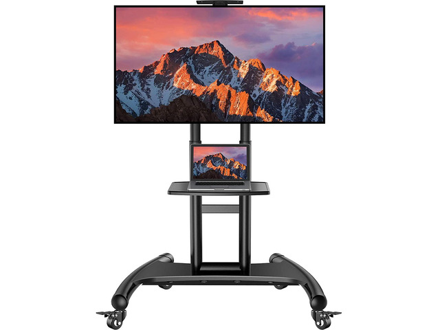 Rolling/Mobile Tv Cart With Wheels For 32-70 Inch Lcd Led 4K Flat Screen Tvs - Ul Certificated Tv Floor Stand With Shelf Holds Up To 100 Lbs,...