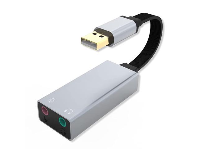 Usb Sound Card, Usb Audio Adapter External Sound Card With 3.5Mm Headphone And Microphone Jack, Stereo External Sound Card Compatible With Windows,.