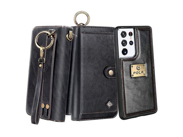 Compatible With Galaxy S21 Ultra 5G Wallet Case 6.8 Inch Released In 2021 Multi-Function Zipper Purse With Detachable Magnetic Back Cover Wristlets. (690129032305 Electronics Communications Telephony Mobile Phone Cases) photo