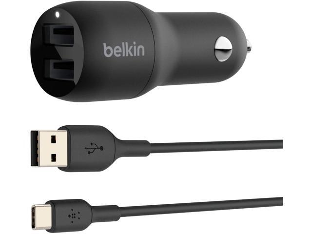 Belkin - BOOST↑CHARGE  Dual USB-A Car Charger 24W + USB-A to USB-C Cable - Black - image 3