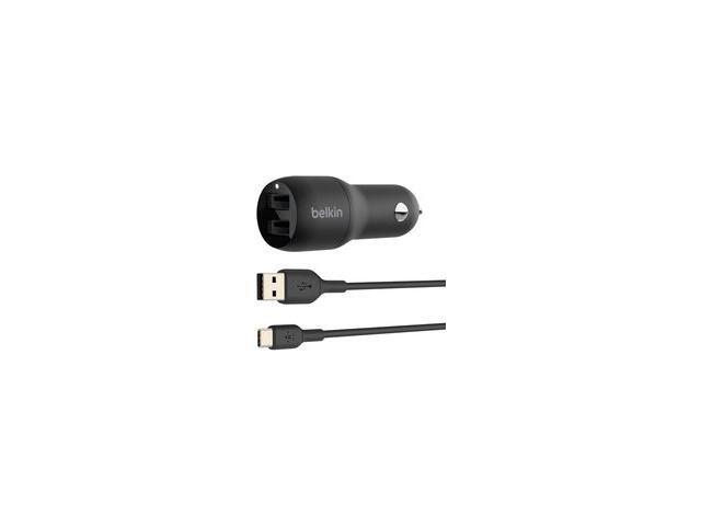 Belkin - BOOST↑CHARGE  Dual USB-A Car Charger 24W + USB-A to USB-C Cable - Black - image 4